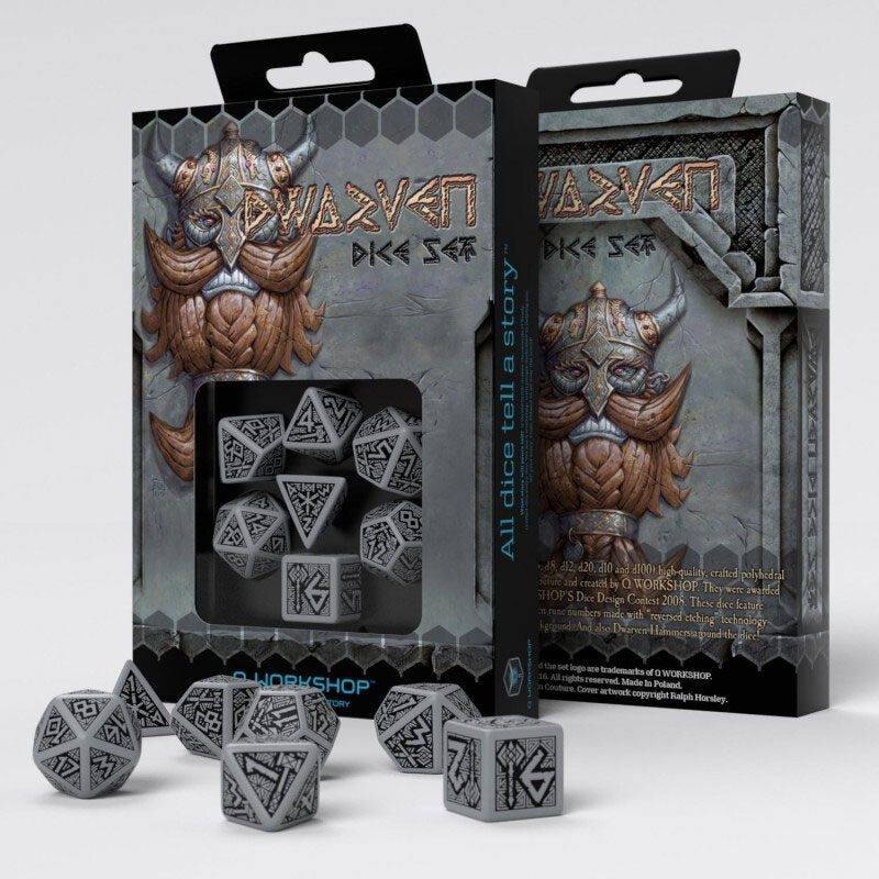 Dwarven pack dés gris & noir (7)