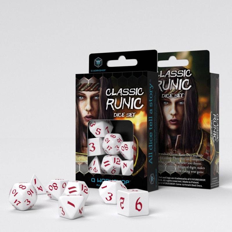 Classic RPG Runic pack dés blanc & rouge (7)