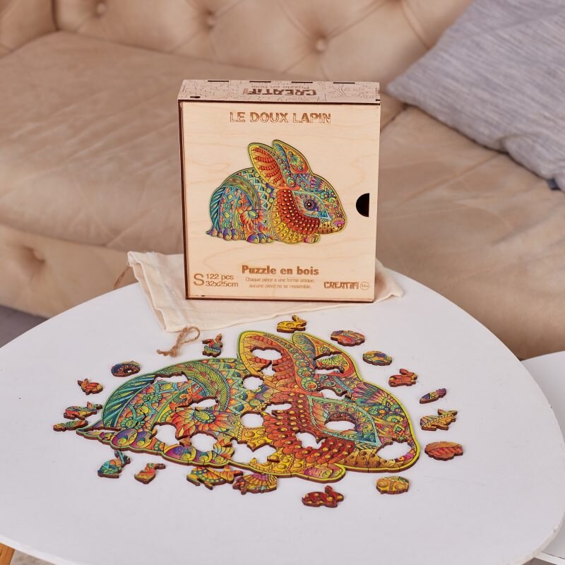 Lapin avec des oeufs de Pâques - Puzzles en bois