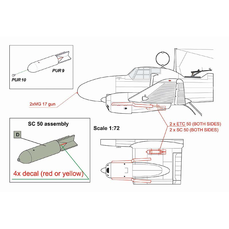 Focke-Wulf Fw-58B/C Nachtschlacht avec MG 17 (conçu pour être utilisé avec les kits Azur, Fromm et Special Hobby)[Fw-58C]