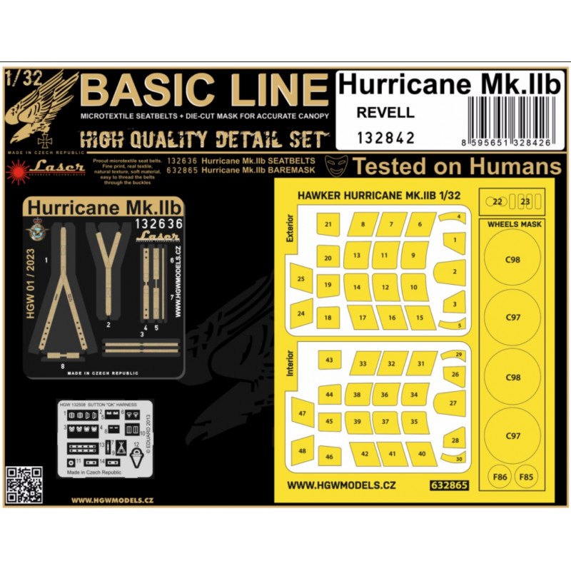 HAWKER HURRICANE MK.IIB - BASIC LINE Basic Line contient :1x Ceintures de sécurité 1/32 - 1326361x Masques 1/32 - 632865