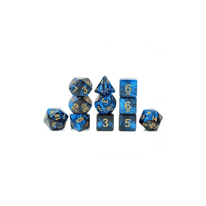 HDY-05 Lot de 11 dés – Fusion Bleu et Noir (en sachet)