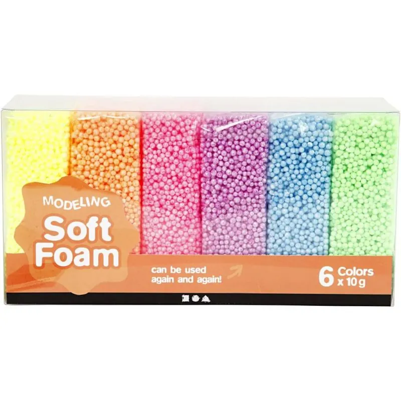 Soft Foam, Couleurs assorties, 6x10gr (1 pack de 6)