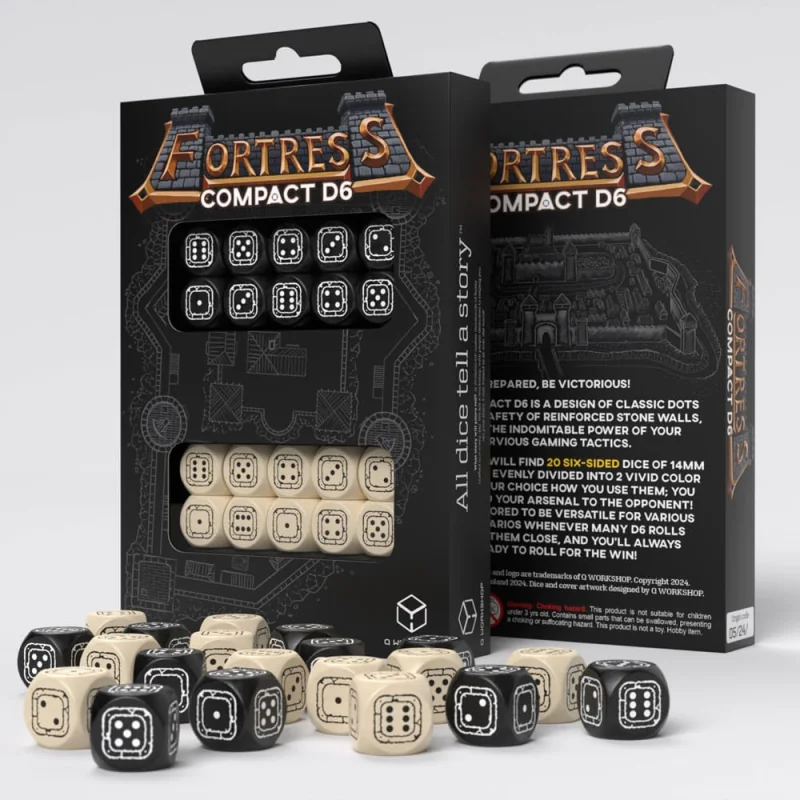 Fortress Compact D6 pack dés Black&Beige (20)