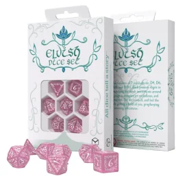 SET DE DÉS ELFIQUE ROSE SCINTILLANT & BLANC