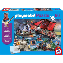  Puzzle 60 Pièces PLAYMOBIL Les pirates avec figurine
