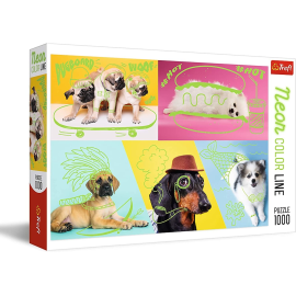  Puzzle 1000 Pièces Les chiens avec couleur néon vert
